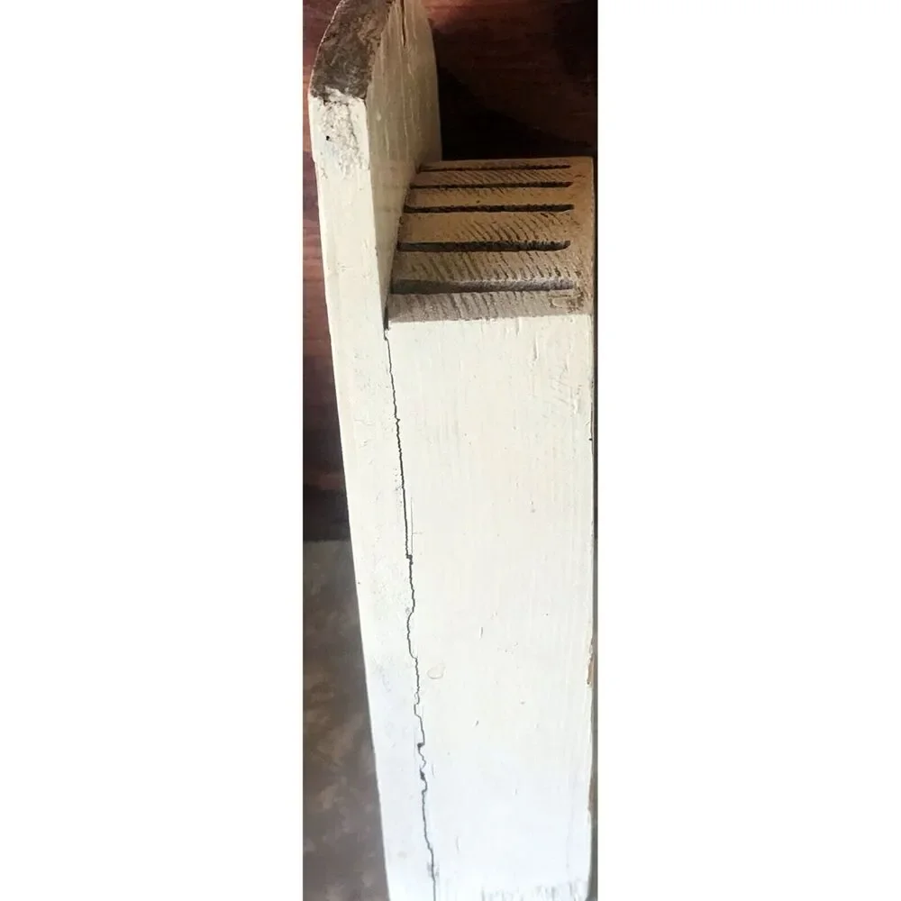 Vintage Farmhouse Wooden Hanging Knife Holder Cherry Design Holds 8 See Pic.